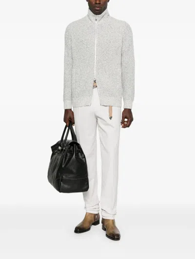 Brunello Cucinelli Tailored White Trousers With Classic Waistband In Neutral
