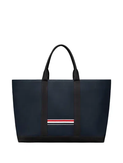 Thom Browne Structured Medium Tool Tote With Drawstring Closure In Blue