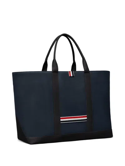 Thom Browne Structured Medium Tool Tote With Drawstring Closure In Blue