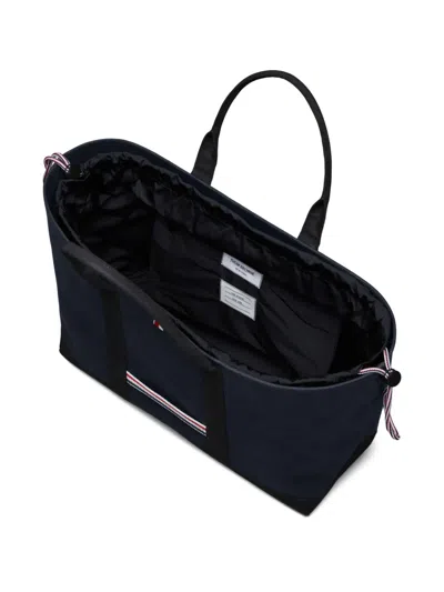 Thom Browne Structured Medium Tool Tote With Drawstring Closure In Blue