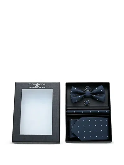 Moustache Polka-dot Accessory Set In Blue
