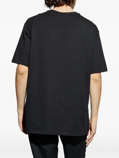 Balmain Black Crewneck T-shirt With Logo Print On The Front In Cotton Man