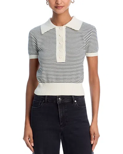 Frame Womens Navy Multi The Graduate Striped Cotton-knit Polo Shirt Xs In Gray