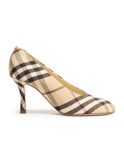 Burberry Archivio Check Baby Pumps In Alabaster Ip Check