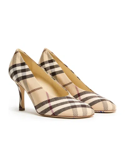 Burberry Archivio Check Baby Pumps In Alabaster Ip Check