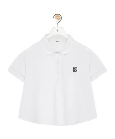 Loewe Anagram Embroidered Trapeze Polo T-shirt In White