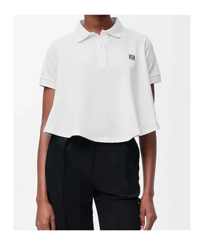 Loewe Anagram Embroidered Trapeze Polo T-shirt In White