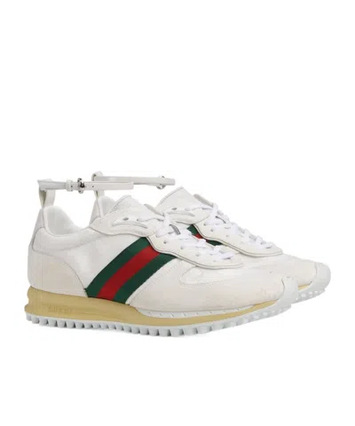 Gucci Motion Sneaker With Adjustable Ankle Strap In White