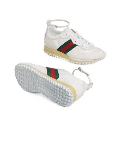 Gucci Motion Sneaker With Adjustable Ankle Strap In White