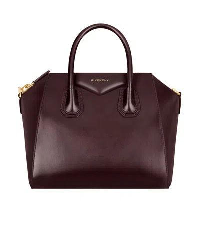 Givenchy Women Burgundy Leather Small Antigona Handbag In Brown