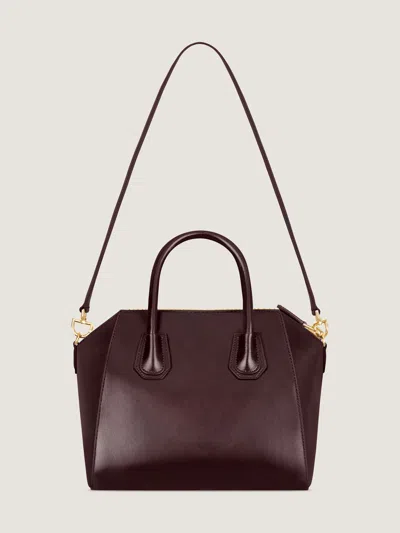 Givenchy Women Burgundy Leather Small Antigona Handbag In Brown