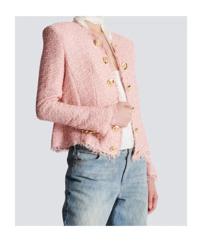 Balmain Giacca In Tweed Rosa Donna In Pink
