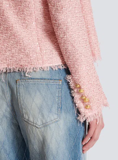 Balmain Giacca In Tweed Rosa Donna In Pink