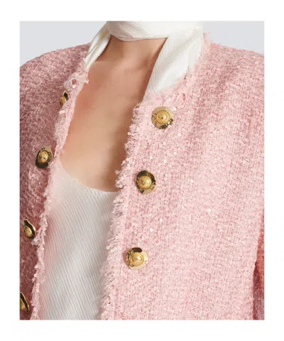 Balmain Giacca In Tweed Rosa Donna In Pink