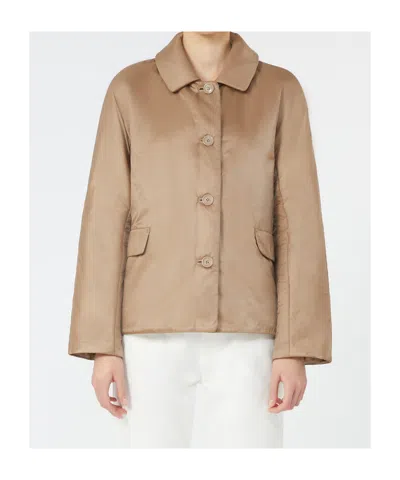 Max Mara Padded Jacket In Water-repellent Canvas In Neutral