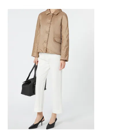 Max Mara Padded Jacket In Water-repellent Canvas In Neutral
