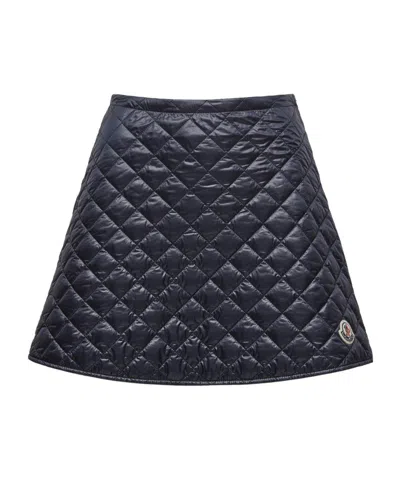 Moncler Minigonna In Nylon Blu Notte Donna In Black