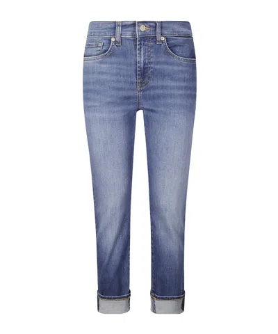 7 For All Mankind Mid-rise Skinny Cropped Denim Trousers In Blue
