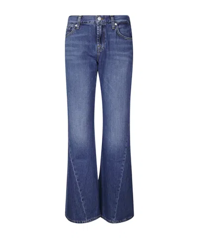 7 For All Mankind Spencer Flare Mesa Jeans With Twisted Seam In Blue