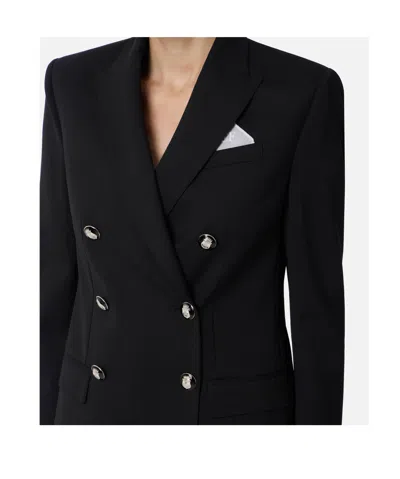 Elisabetta Franchi Cool Wool Jacket With Enamelled Buttons In Black