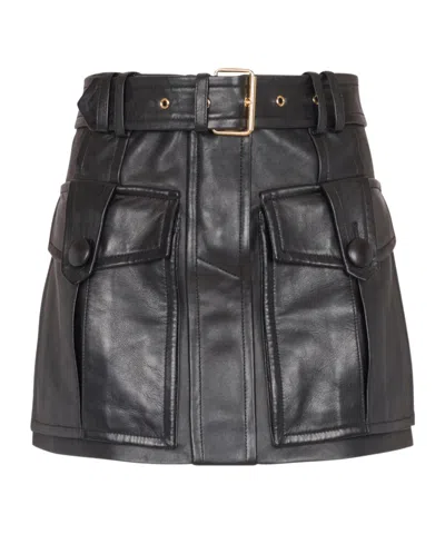 Balmain Lambskin Belted Mini Skirt