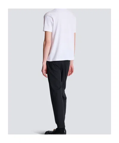 Balmain Cotton Crest Print Polo Shirt In White