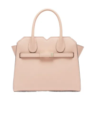 Valextra Structured Top Handle Shoulder Bag Metal Hardware In Pink