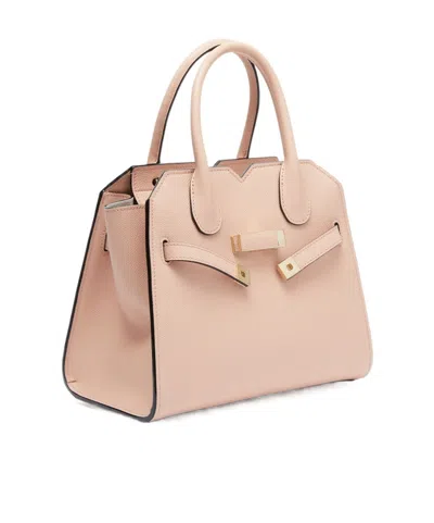 Valextra Structured Top Handle Shoulder Bag Metal Hardware In Pink