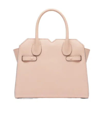 Valextra Structured Top Handle Shoulder Bag Metal Hardware In Pink