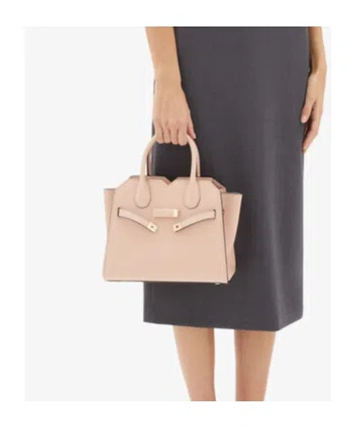 Valextra Structured Top Handle Shoulder Bag Metal Hardware In Pink