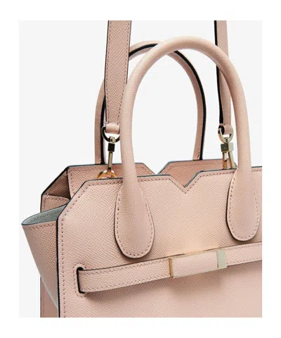 Valextra Structured Top Handle Shoulder Bag Metal Hardware In Pink