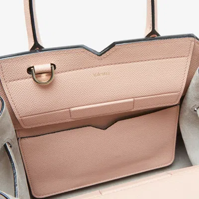 Valextra Structured Top Handle Shoulder Bag Metal Hardware In Pink