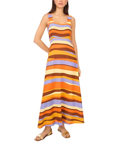 Vince Camuto Striped Square Neck Midi Dress In Multi