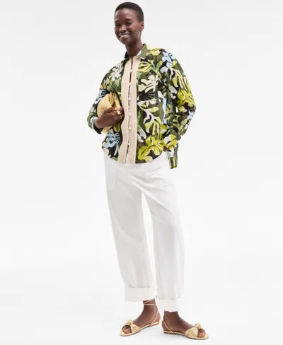 On 34th Womens Leaf Print Shirt Leaf Print Wide Leg Pants Camisole Exclusively At Macys In Multi