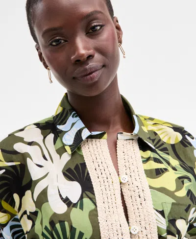 On 34th Womens Leaf Print Shirt Leaf Print Wide Leg Pants Camisole Exclusively At Macys In Multi