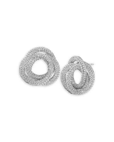 Kenneth Jay Lane Cubic Zirconia Interlocking Button Earrings In Metallic