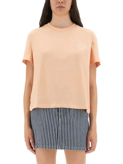 Apc A.p.c. T Shirt "rue Madame Gots" In Orange