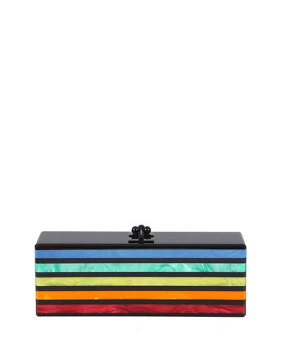 Edie Parker Flavia Striped Acrylic Clutch Bag, Obsidian /rainbow, Multi In Obsidian Rainbow