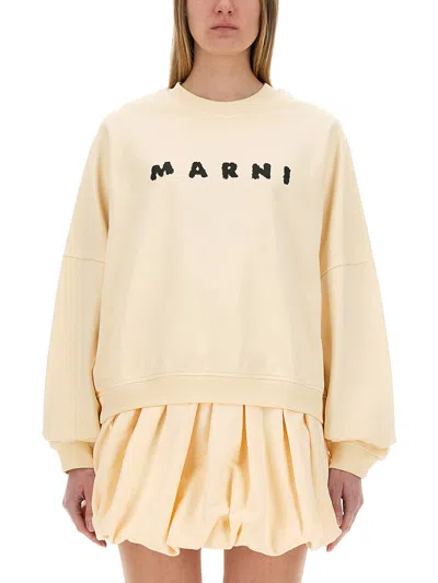 Marni Logo Sweatshirt In Yellow
