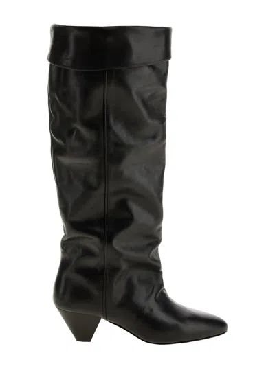 Isabel Marant Mid-calf Pointed-toe Calfskin Boots In Black