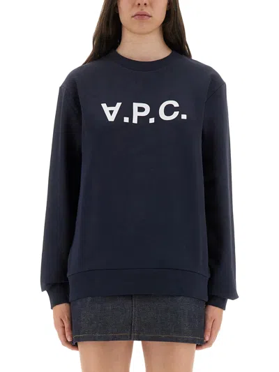 Apc Elisa Vpc Logo Sweatshirt In Inverted Print In Blue