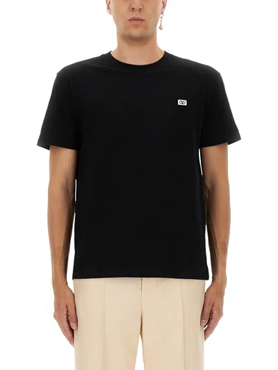 Valentino Cotton T-shirt With Vlogo Patch In Black