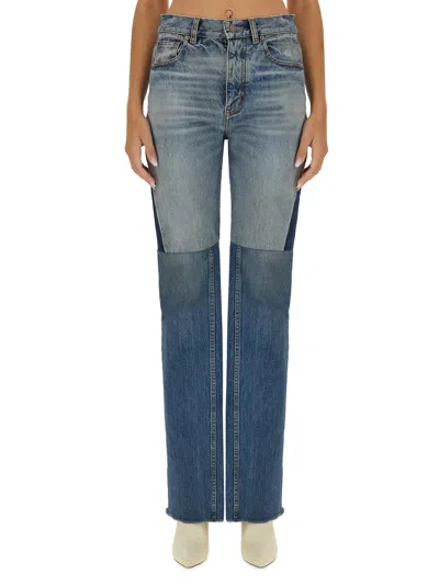 Chloé Patchwork Denim Jeans In Blue