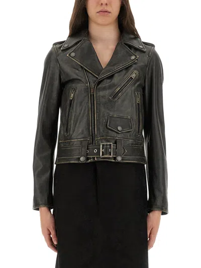 Golden Goose Destiny Slim Leather Jacket In Black