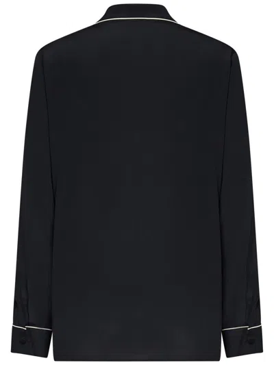 N°21 Open Collar Shirt With Contrasting Piping In Black