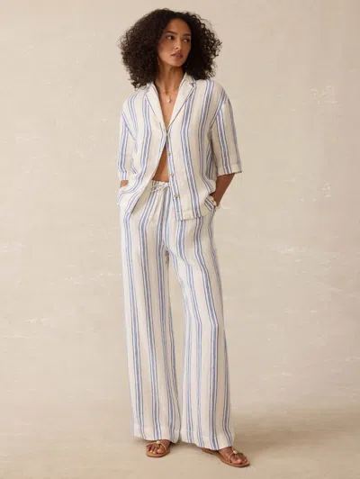 Faherty Palma Linen Camp Shirt In White