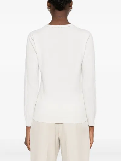Brunello Cucinelli Cashmere Sweater With Monili In White