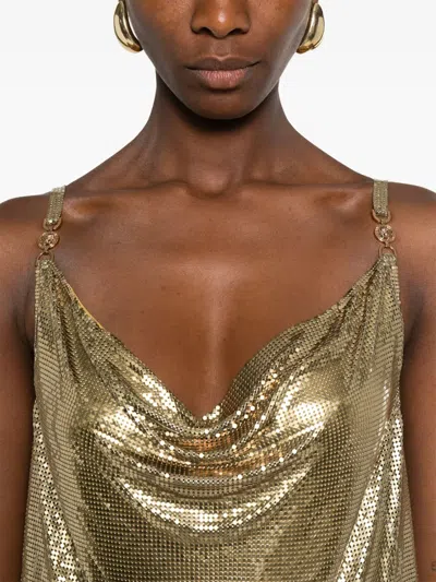 Versace Sequin Embellished Strappy Mini Dress In Gold