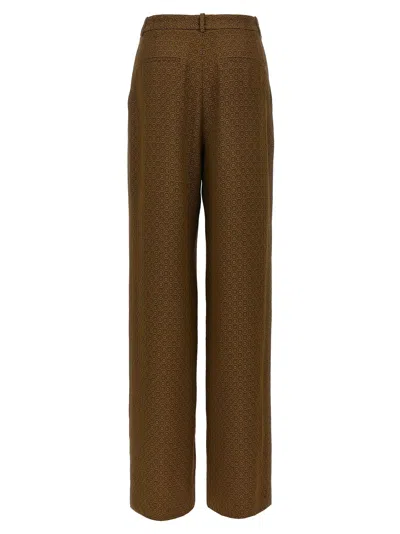 Saint Laurent Twill Pants Featuring All-over Pattern In Brown