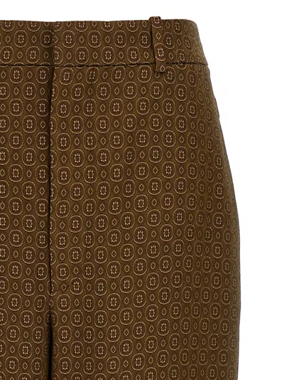 Saint Laurent Twill Pants Featuring All-over Pattern In Brown